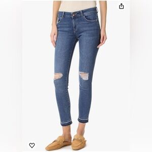 DL1961 Women's Margaux Instasculpt Ankle Skinny Jeans in Cracked Size 29